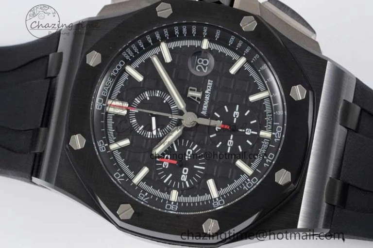 Royal Oak Offshore 44mm Black Ceramic Case JJF 1:1 Best Edition Black Dial on Rubber Strap A3126 V Refined 4655