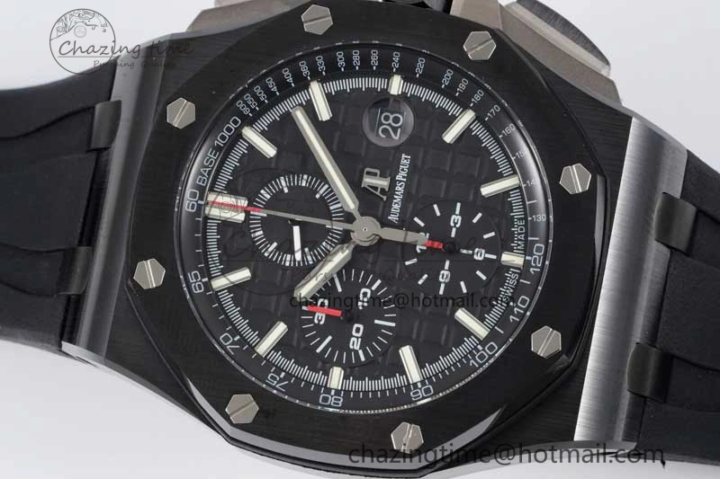 Royal Oak Offshore 44mm Black Ceramic Case JJF 1:1 Best Edition Black Dial on Rubber Strap A3126 V Refined 4655