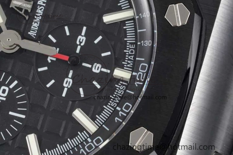 Royal Oak Offshore 44mm Black Ceramic Case JJF 1:1 Best Edition Black Dial on Rubber Strap A3126 V Refined 4655