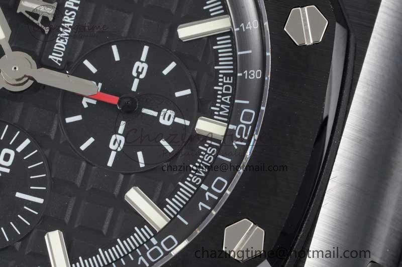 Royal Oak Offshore 44mm Black Ceramic Case JJF 1:1 Best Edition Black Dial on Rubber Strap A3126 V Refined 4655