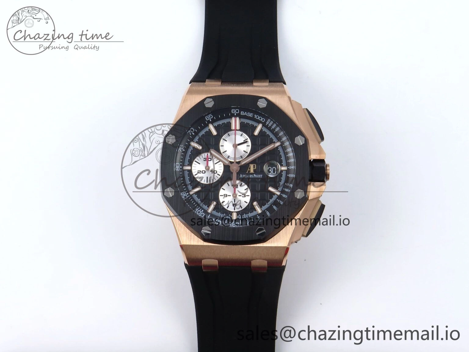 Royal Oak Offshore 44mm Black Ceramic RG TKF 1:1 Best Edition Black RG Dial on Black Rubber Strap A Efficient 4315