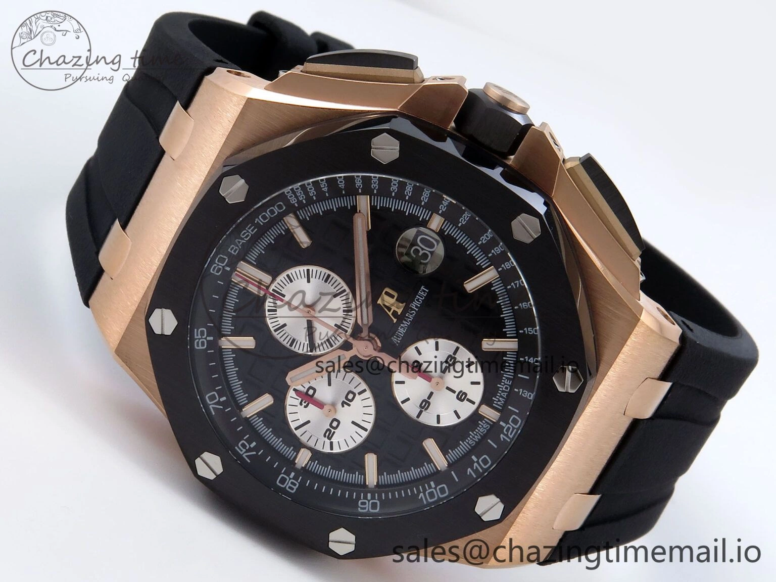 Royal Oak Offshore 44mm Black Ceramic RG TKF 1:1 Best Edition Black RG Dial on Black Rubber Strap A Efficient 4315