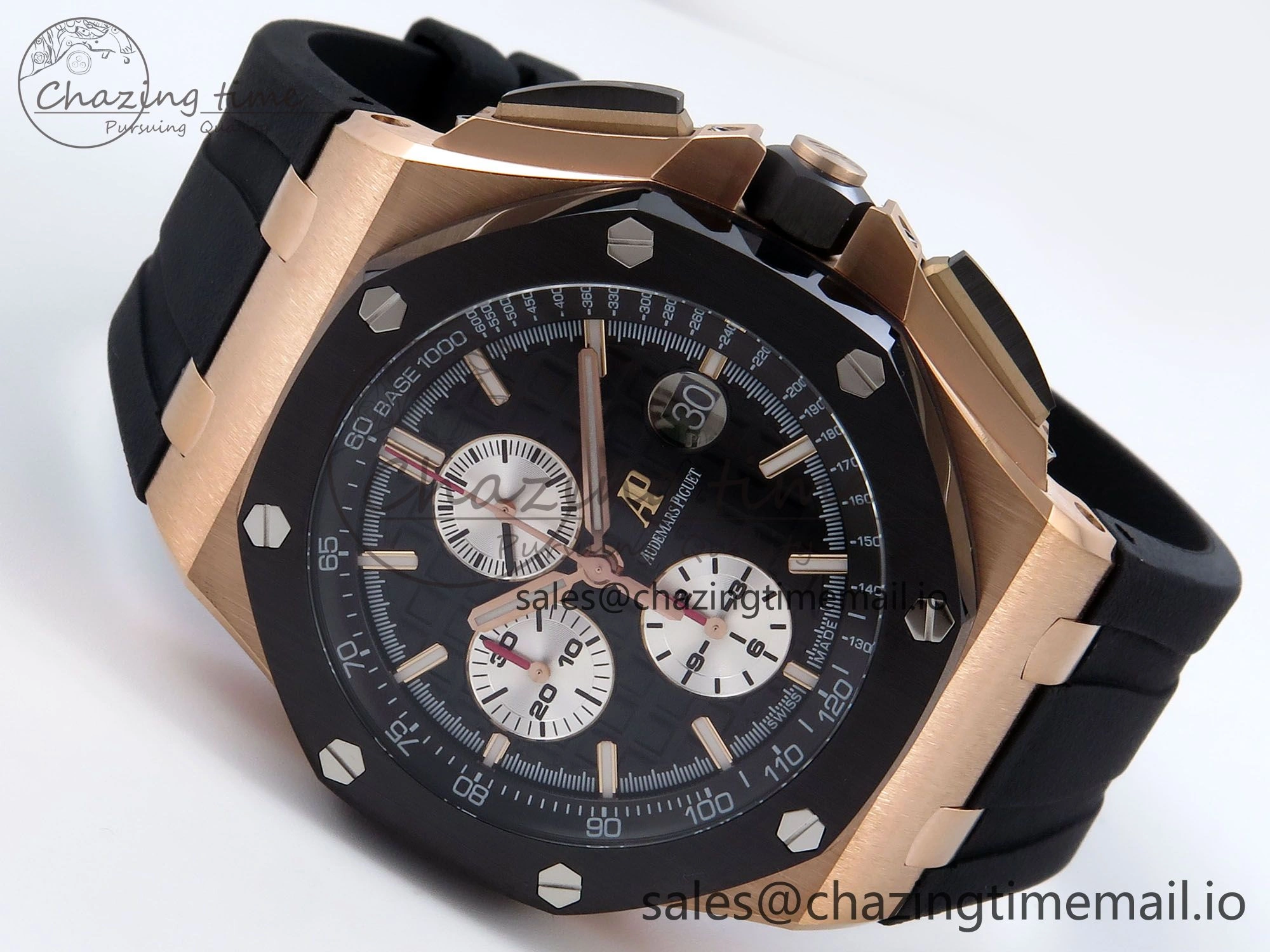 Royal Oak Offshore 44mm Black Ceramic RG TKF 1:1 Best Edition Black RG Dial on Black Rubber Strap A Efficient 4315