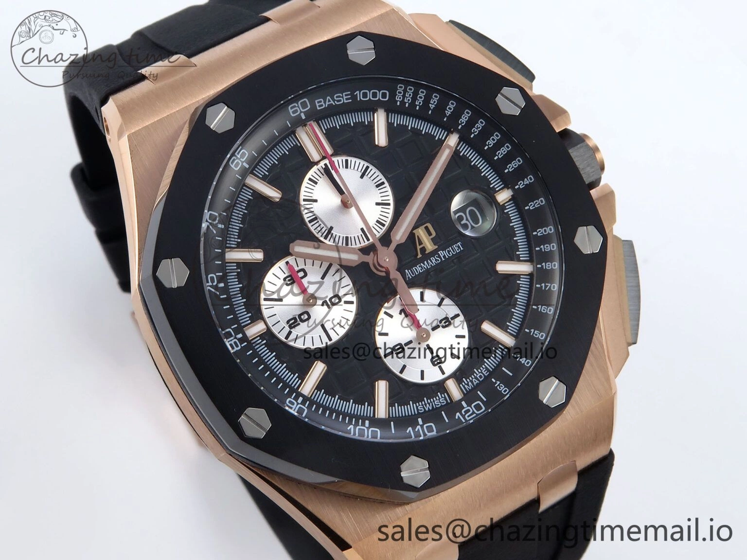 Royal Oak Offshore 44mm Black Ceramic RG TKF 1:1 Best Edition Black RG Dial on Black Rubber Strap A Efficient 4315