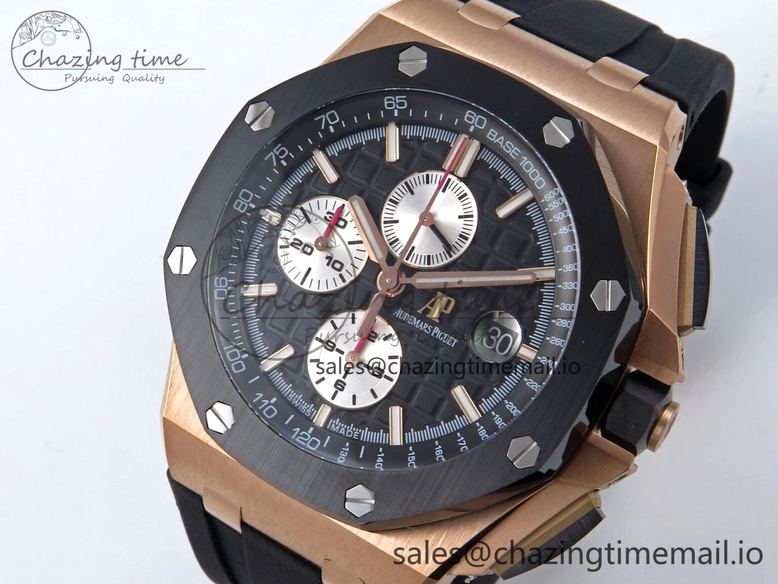 Royal Oak Offshore 44mm Black Ceramic RG TKF 1:1 Best Edition Black RG Dial on Black Rubber Strap A Efficient 4315