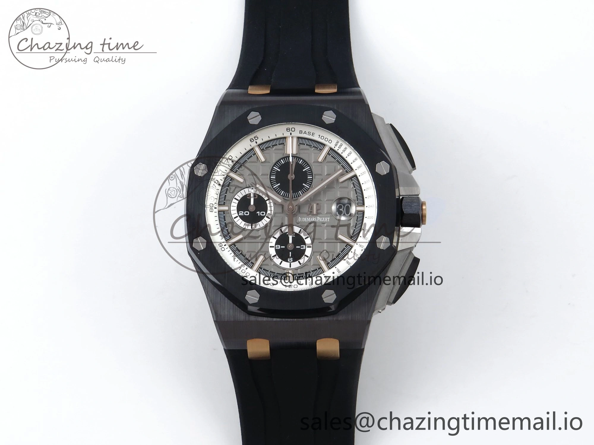 SportInspired Royal Oak Offshore 44mm Black Ceramic RG TKF 1:1 Best Edition Gray Dial on Black Rubber Strap A 4371