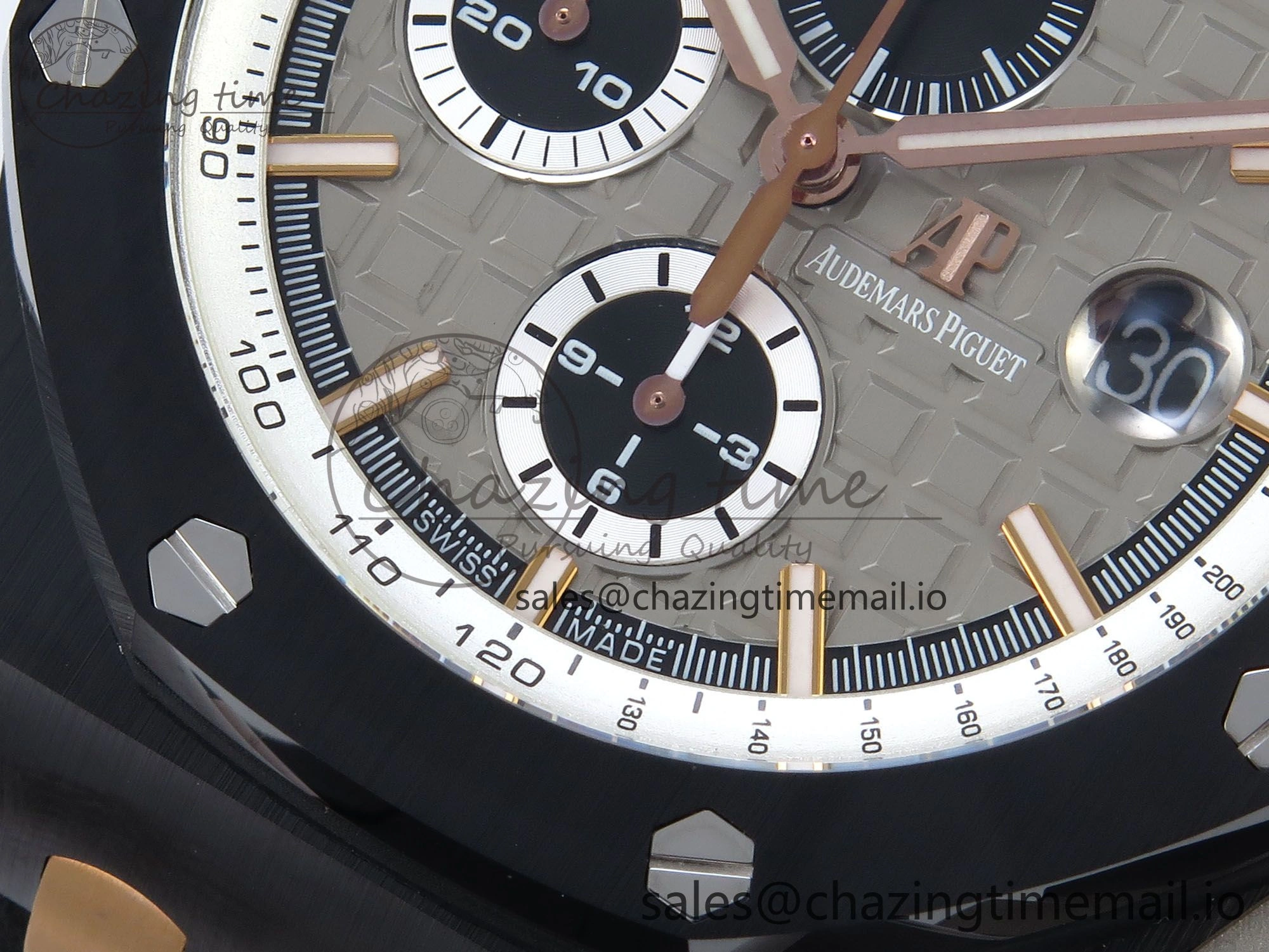 SportInspired Royal Oak Offshore 44mm Black Ceramic RG TKF 1:1 Best Edition Gray Dial on Black Rubber Strap A 4371