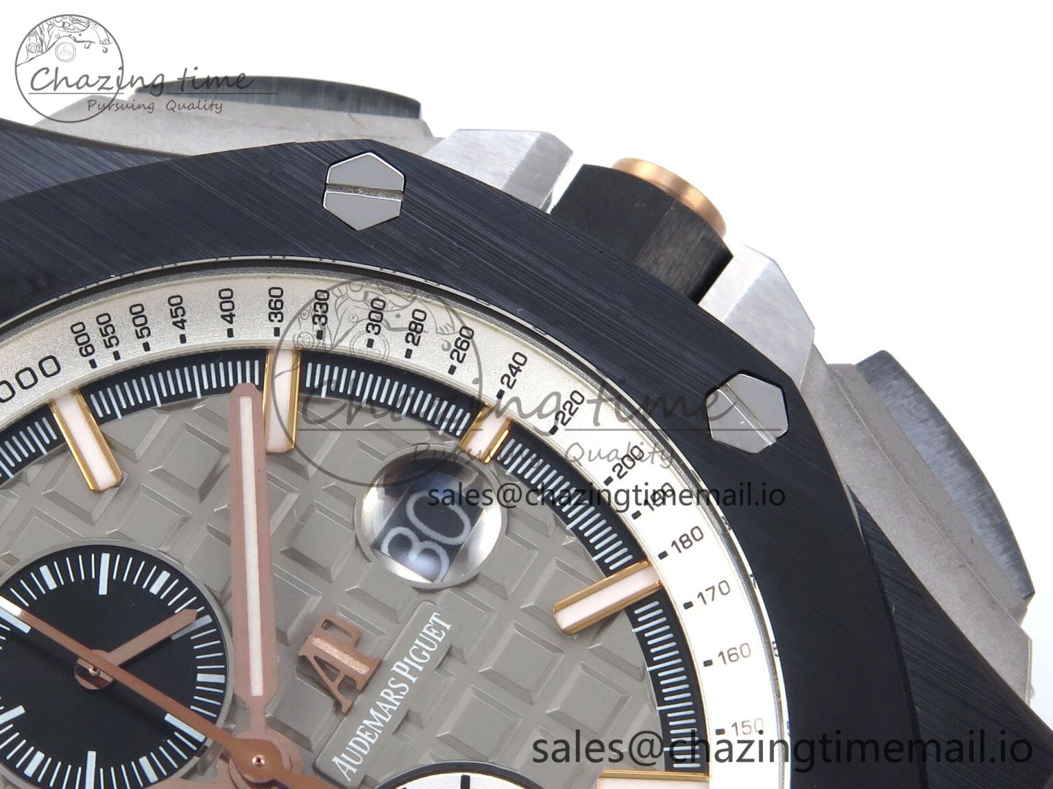 SportInspired Royal Oak Offshore 44mm Black Ceramic RG TKF 1:1 Best Edition Gray Dial on Black Rubber Strap A 4371
