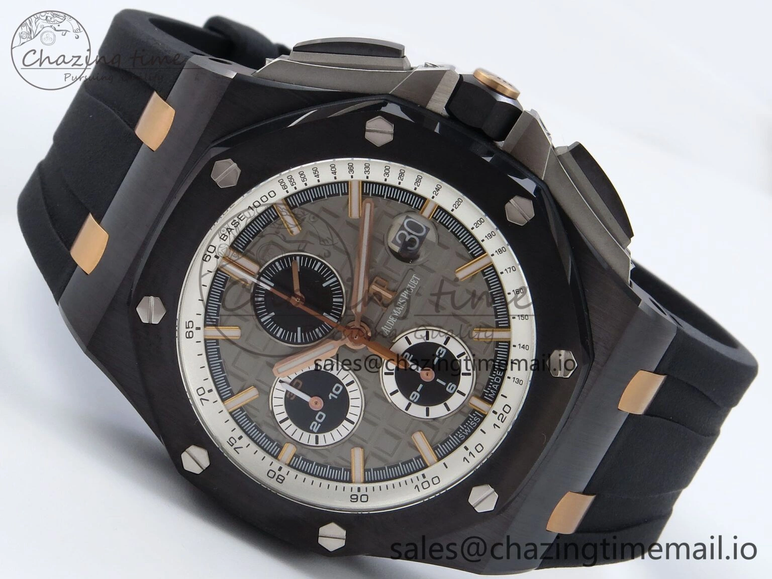 SportInspired Royal Oak Offshore 44mm Black Ceramic RG TKF 1:1 Best Edition Gray Dial on Black Rubber Strap A 4371