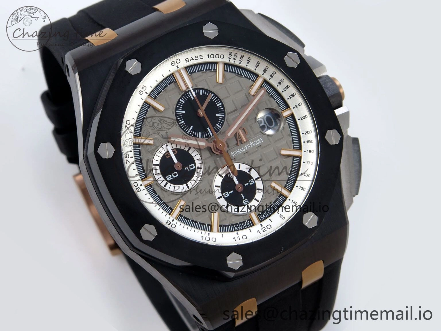 SportInspired Royal Oak Offshore 44mm Black Ceramic RG TKF 1:1 Best Edition Gray Dial on Black Rubber Strap A 4371