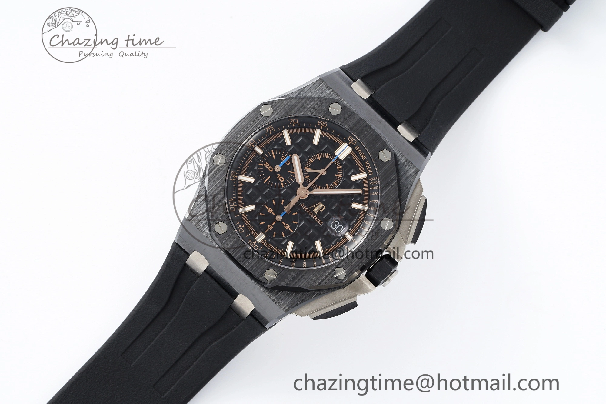 FashionForward Royal Oak Offshore 44mm Black Ceramic RSF 1:1 Best Edition Black Dial on Rubber Strap A3126 V 4717