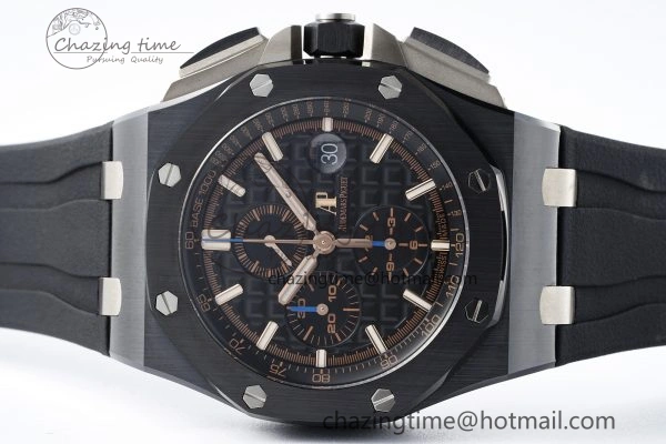 FashionForward Royal Oak Offshore 44mm Black Ceramic RSF 1:1 Best Edition Black Dial on Rubber Strap A3126 V 4717