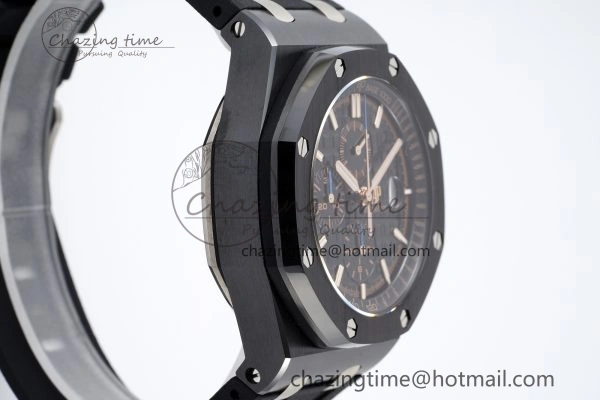 FashionForward Royal Oak Offshore 44mm Black Ceramic RSF 1:1 Best Edition Black Dial on Rubber Strap A3126 V 4717