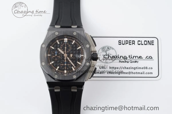 FashionForward Royal Oak Offshore 44mm Black Ceramic RSF 1:1 Best Edition Black Dial on Rubber Strap A3126 V 4717