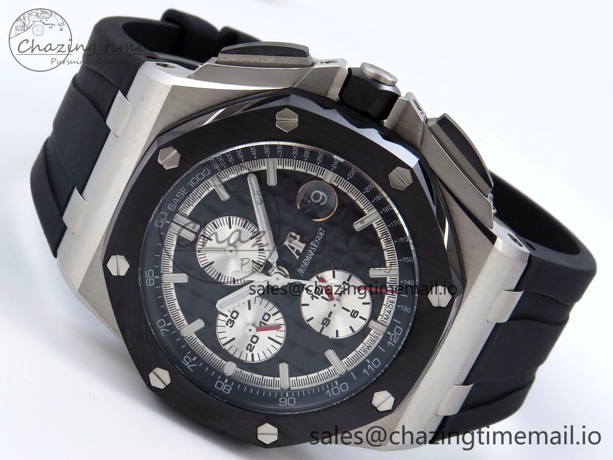 Royal Oak Offshore 44mm Black Ceramic SS TKF 1:1 Best Edition Black SS Dial on Black Rubber Strap A Sustainable 4317
