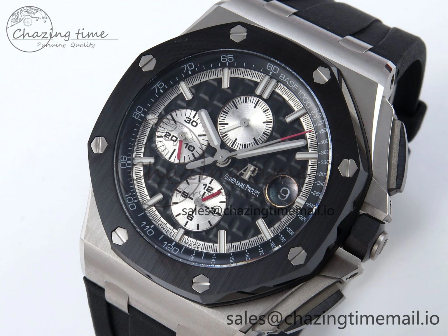 Royal Oak Offshore 44mm Black Ceramic SS TKF 1:1 Best Edition Black SS Dial on Black Rubber Strap A Sustainable 4317