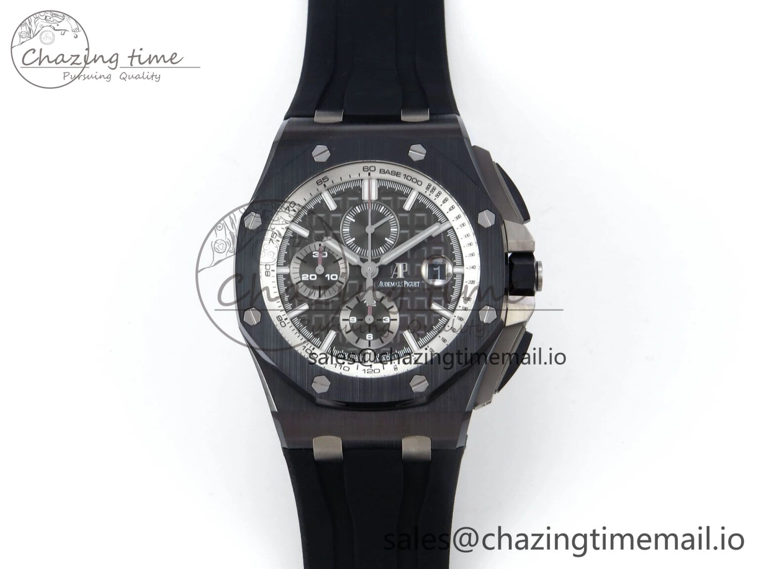 Lightweight Royal Oak Offshore 44mm Black Ceramic SS TKF 1:1 Best Edition Gray Dial on Black Rubber Strap A 4373