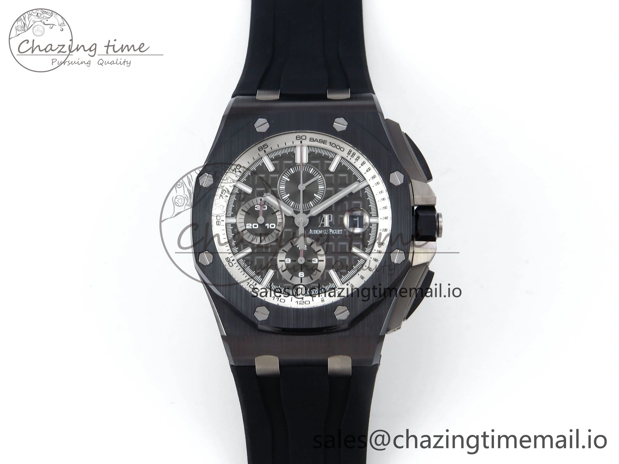 Lightweight Royal Oak Offshore 44mm Black Ceramic SS TKF 1:1 Best Edition Gray Dial on Black Rubber Strap A 4373