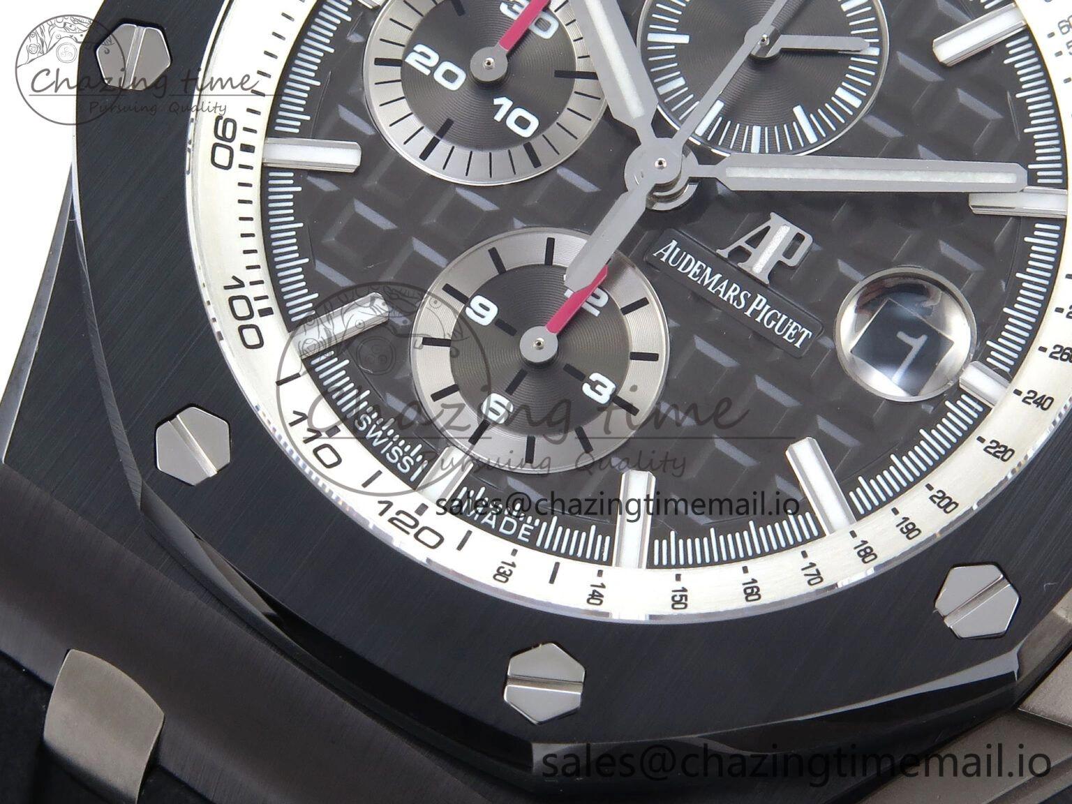 Lightweight Royal Oak Offshore 44mm Black Ceramic SS TKF 1:1 Best Edition Gray Dial on Black Rubber Strap A 4373