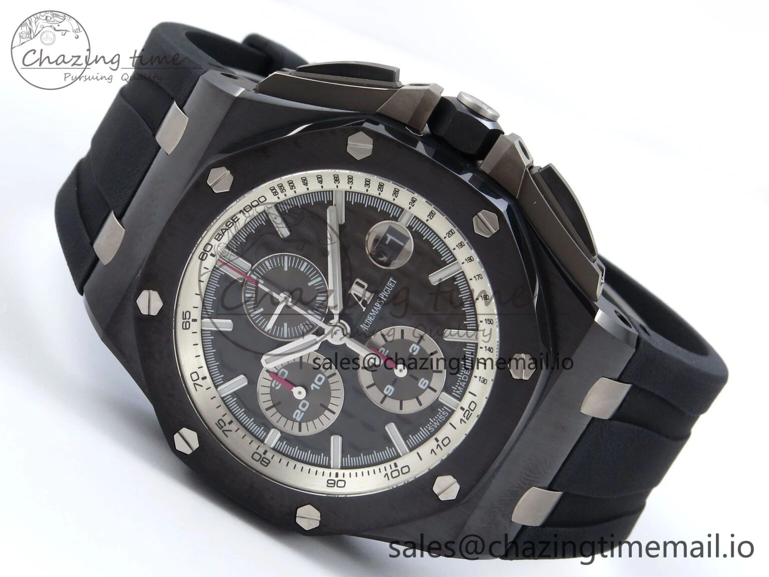 Lightweight Royal Oak Offshore 44mm Black Ceramic SS TKF 1:1 Best Edition Gray Dial on Black Rubber Strap A 4373