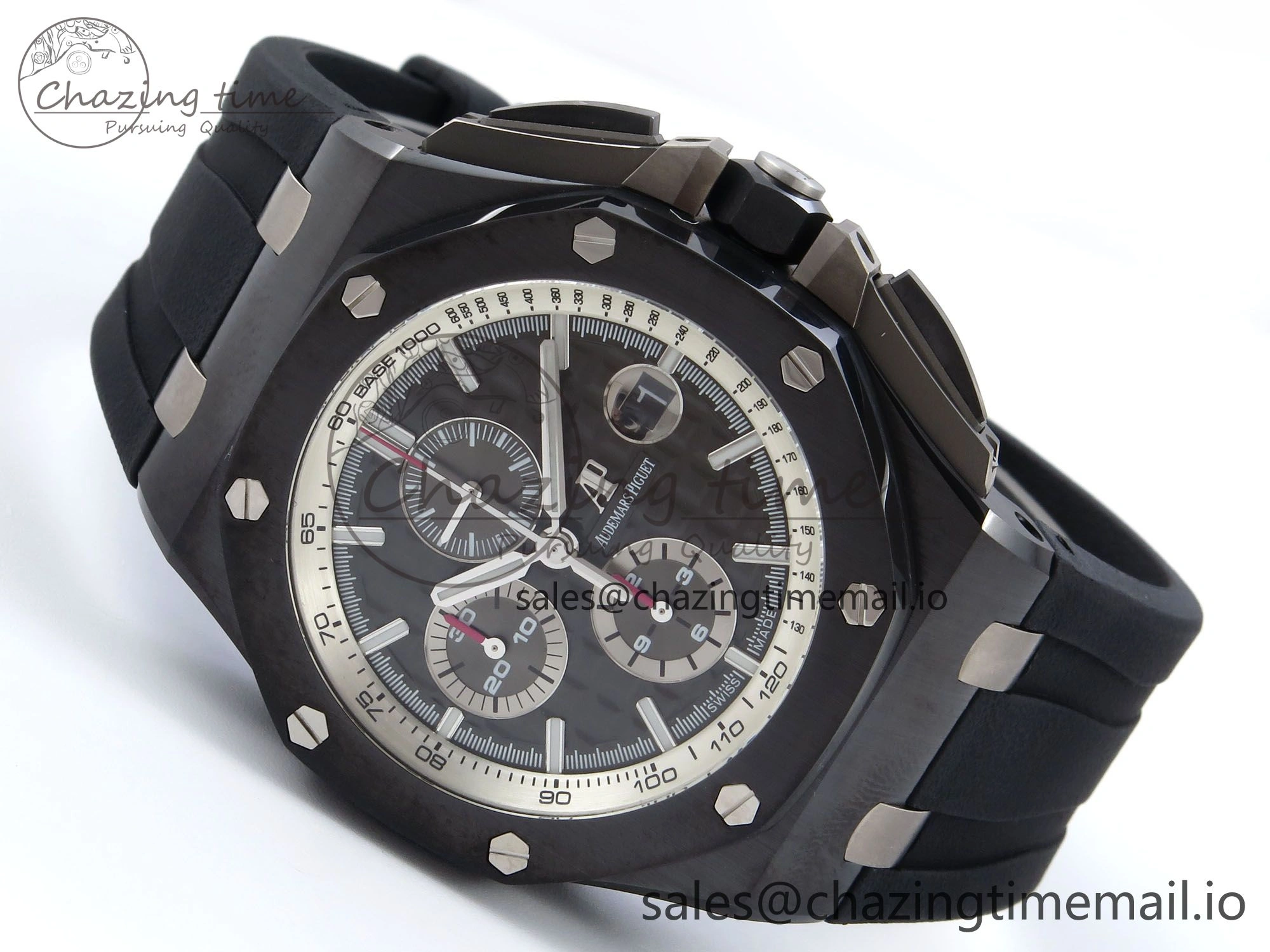 Lightweight Royal Oak Offshore 44mm Black Ceramic SS TKF 1:1 Best Edition Gray Dial on Black Rubber Strap A 4373