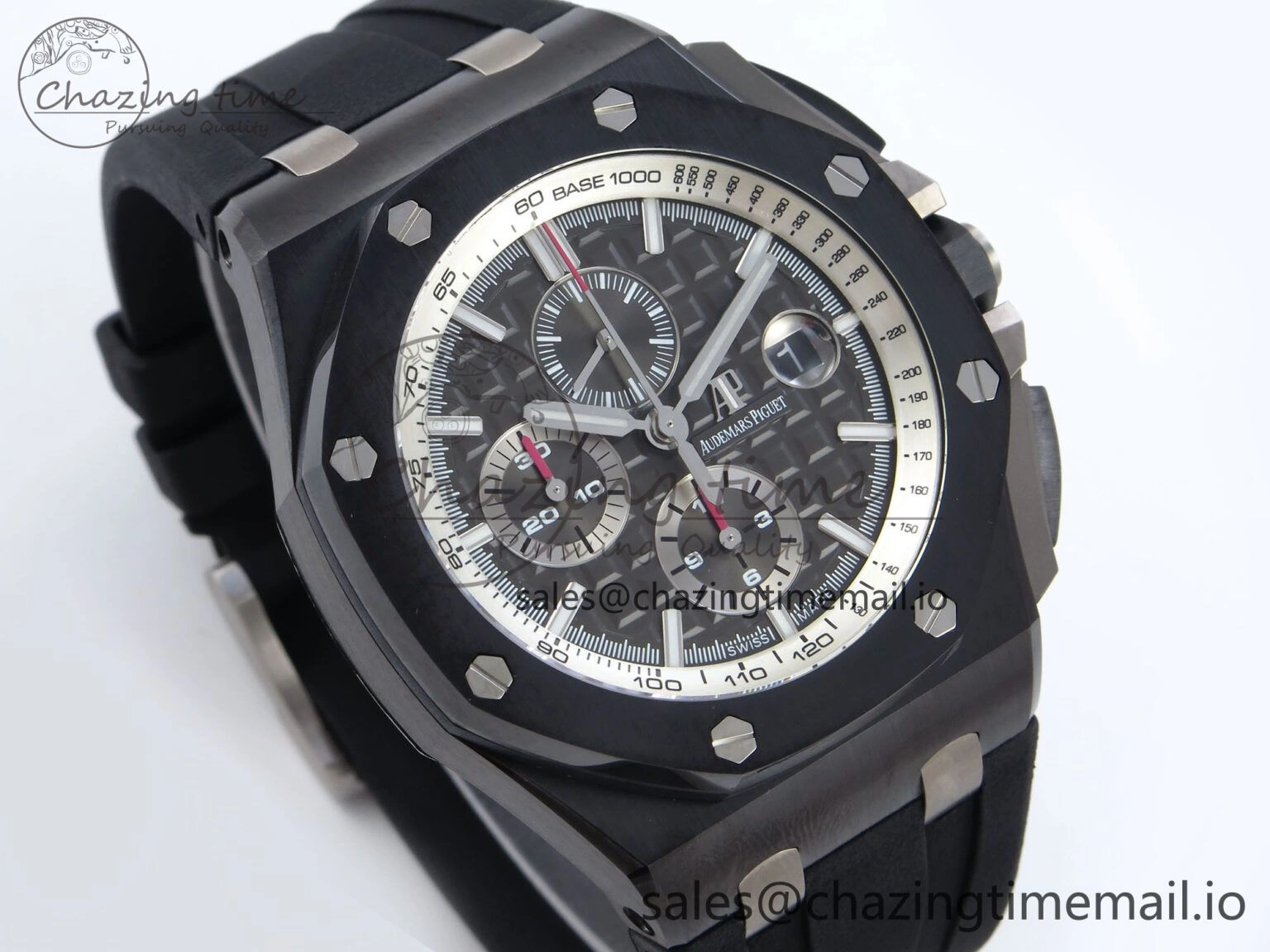 Lightweight Royal Oak Offshore 44mm Black Ceramic SS TKF 1:1 Best Edition Gray Dial on Black Rubber Strap A 4373