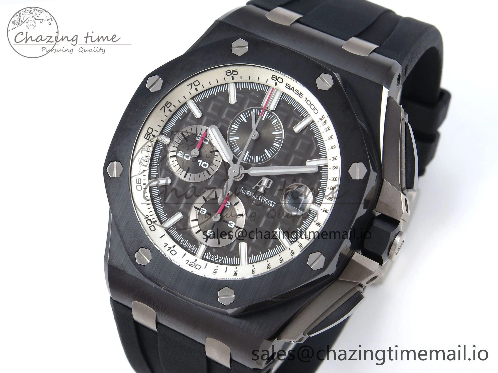Lightweight Royal Oak Offshore 44mm Black Ceramic SS TKF 1:1 Best Edition Gray Dial on Black Rubber Strap A 4373