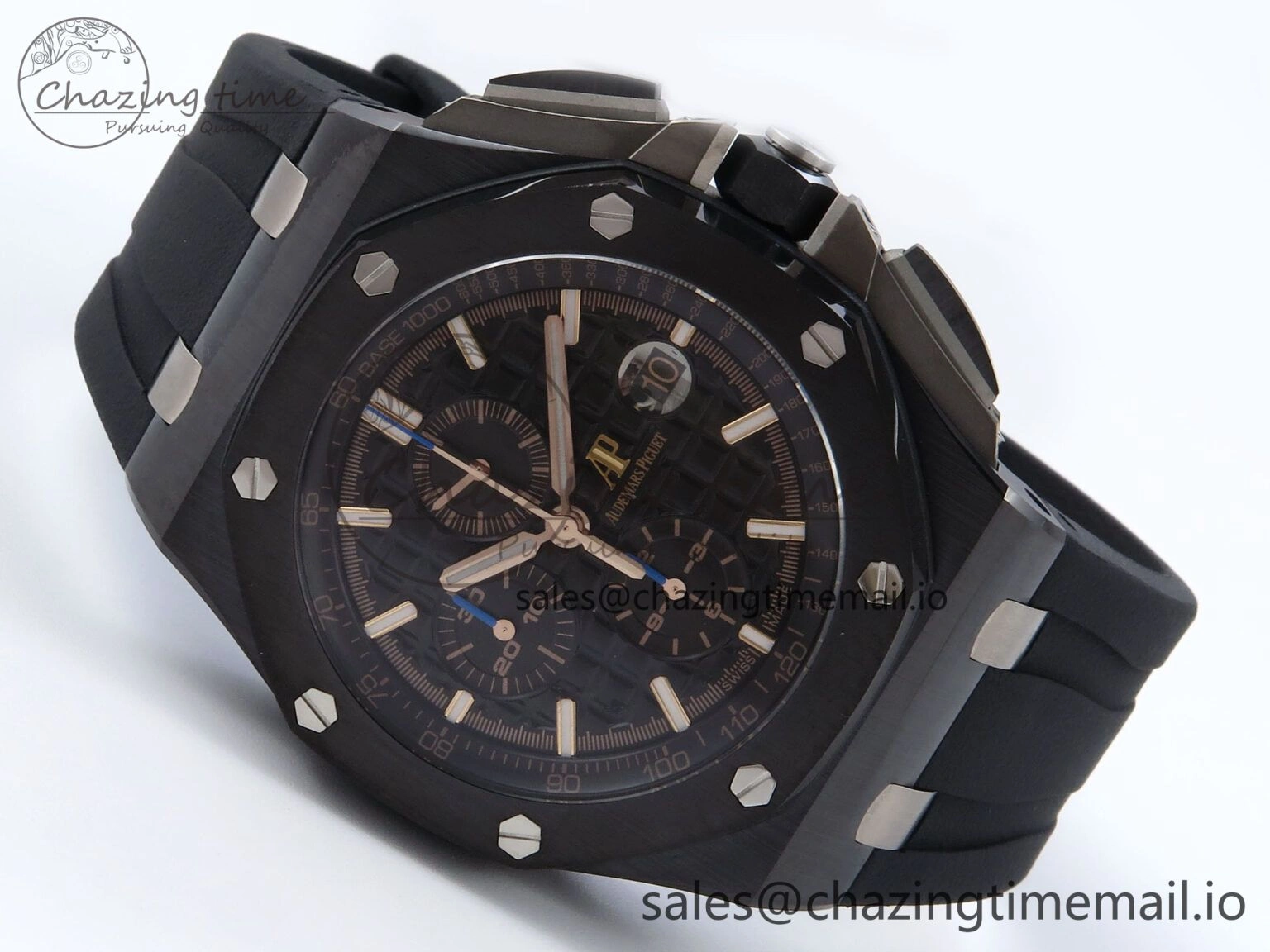 Sophisticated Royal Oak Offshore 44mm Black Ceramic TKF 1:1 Best Edition Black Dial on Black Rubber Strap A 4369