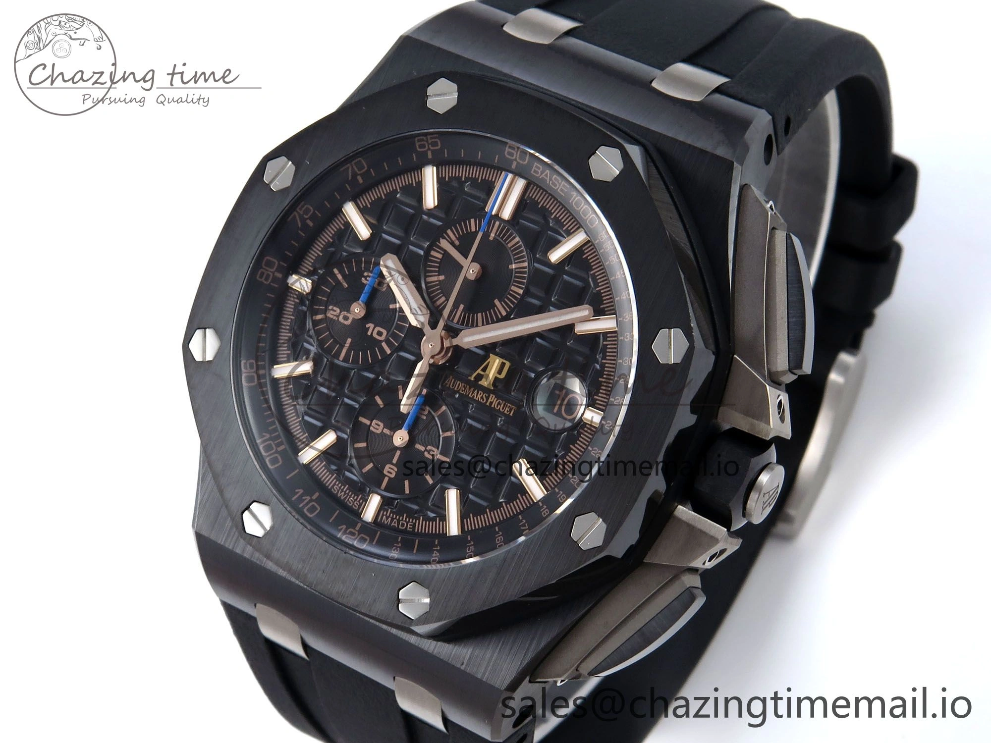 Sophisticated Royal Oak Offshore 44mm Black Ceramic TKF 1:1 Best Edition Black Dial on Black Rubber Strap A 4369