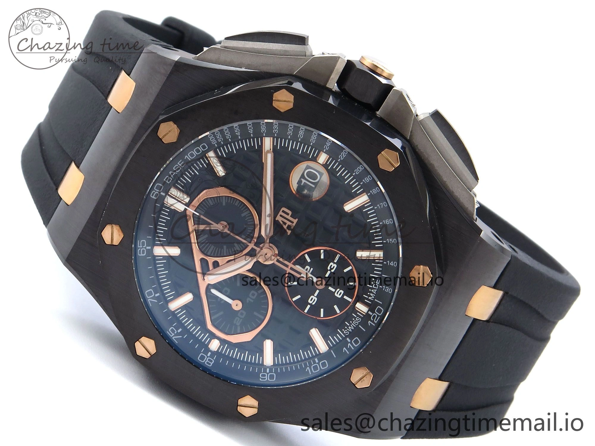 Royal Oak Offshore 44mm Black Ceramic TKF 1:1 Best Edition Black RG Dial on Black Rubber Strap A Timeless 4367