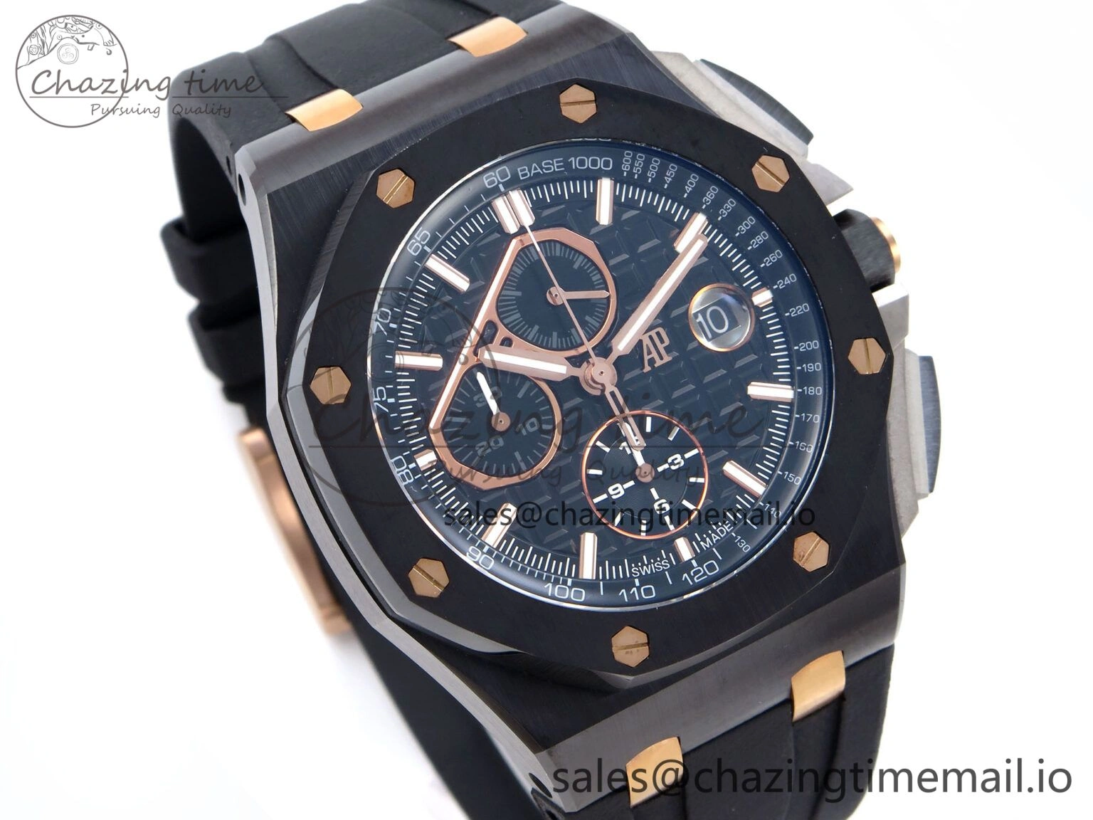 Royal Oak Offshore 44mm Black Ceramic TKF 1:1 Best Edition Black RG Dial on Black Rubber Strap A Timeless 4367