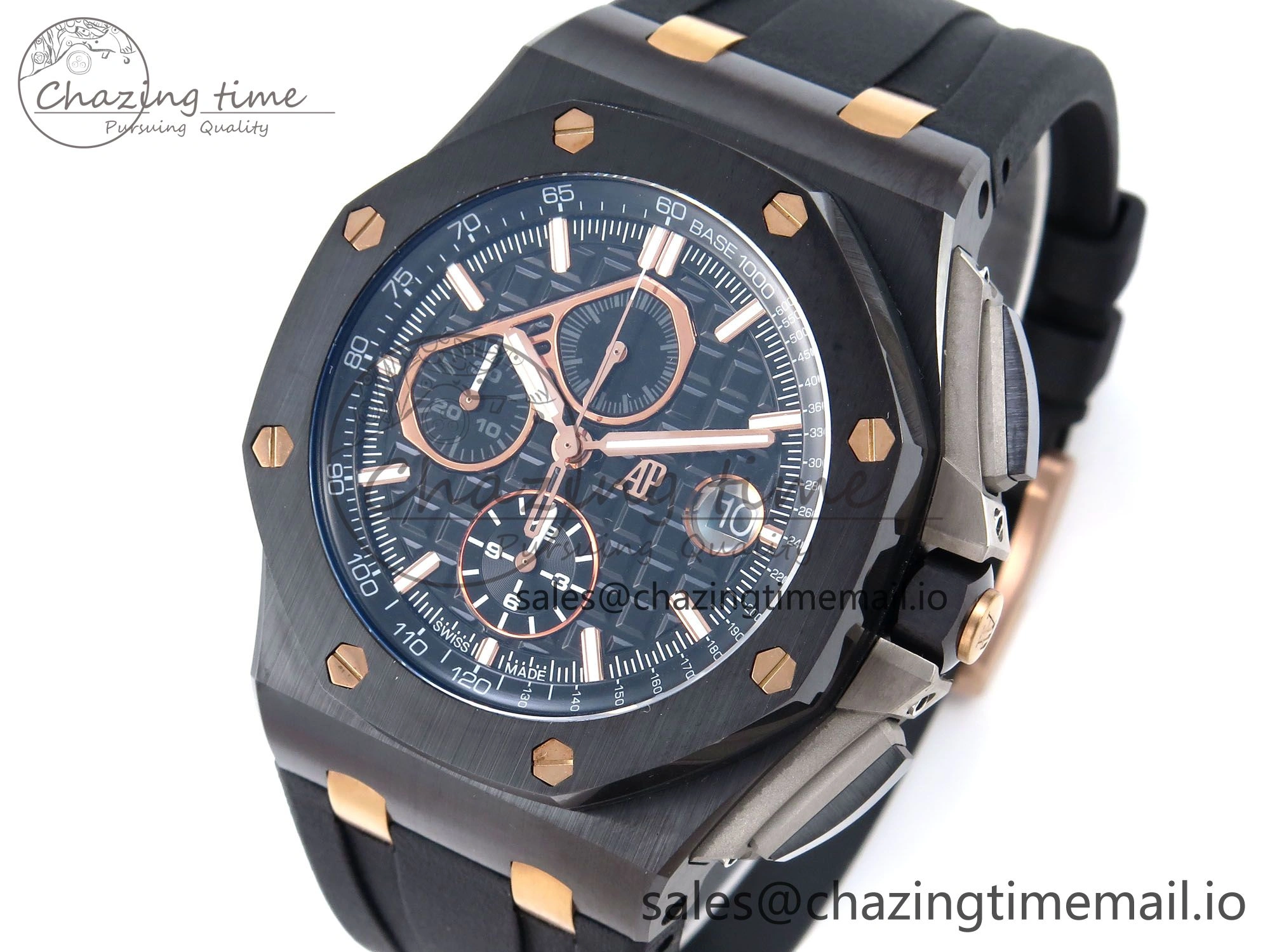 Royal Oak Offshore 44mm Black Ceramic TKF 1:1 Best Edition Black RG Dial on Black Rubber Strap A Timeless 4367