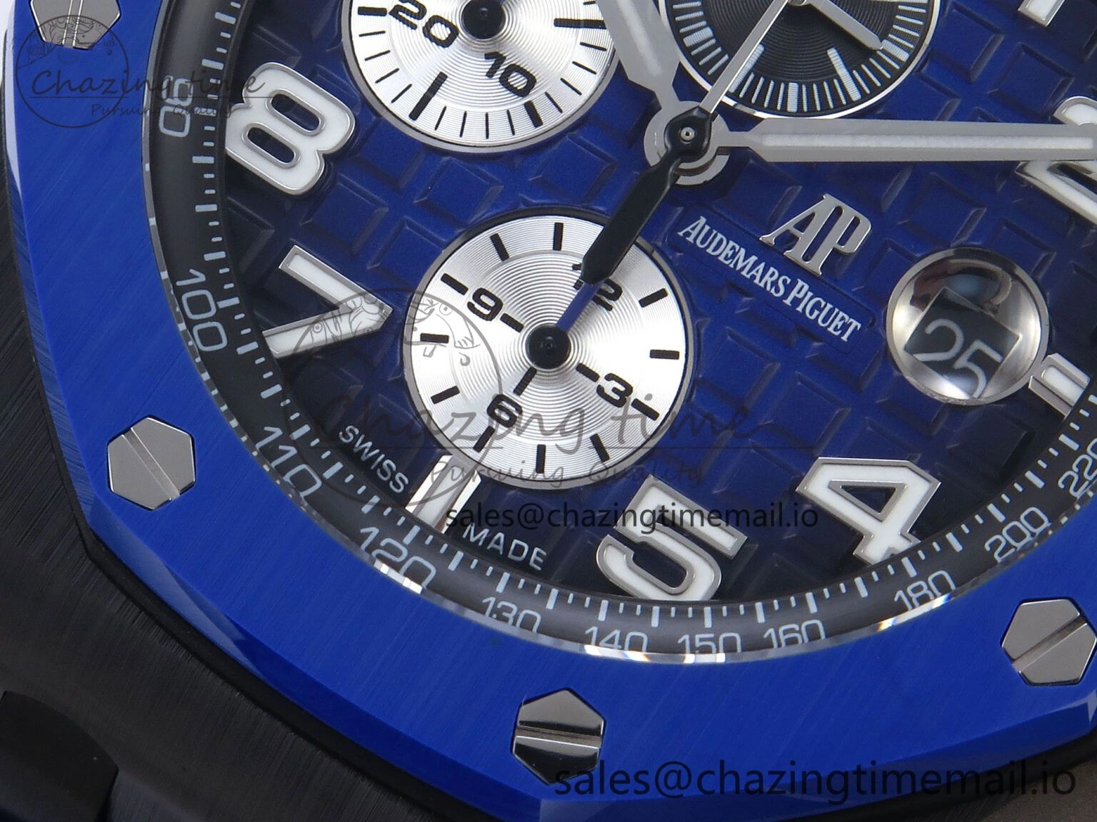 Flexible Royal Oak Offshore 44mm Black Ceramic TKF 1:1 Best Edition Blue Dial on Blue Rubber Strap A 4366