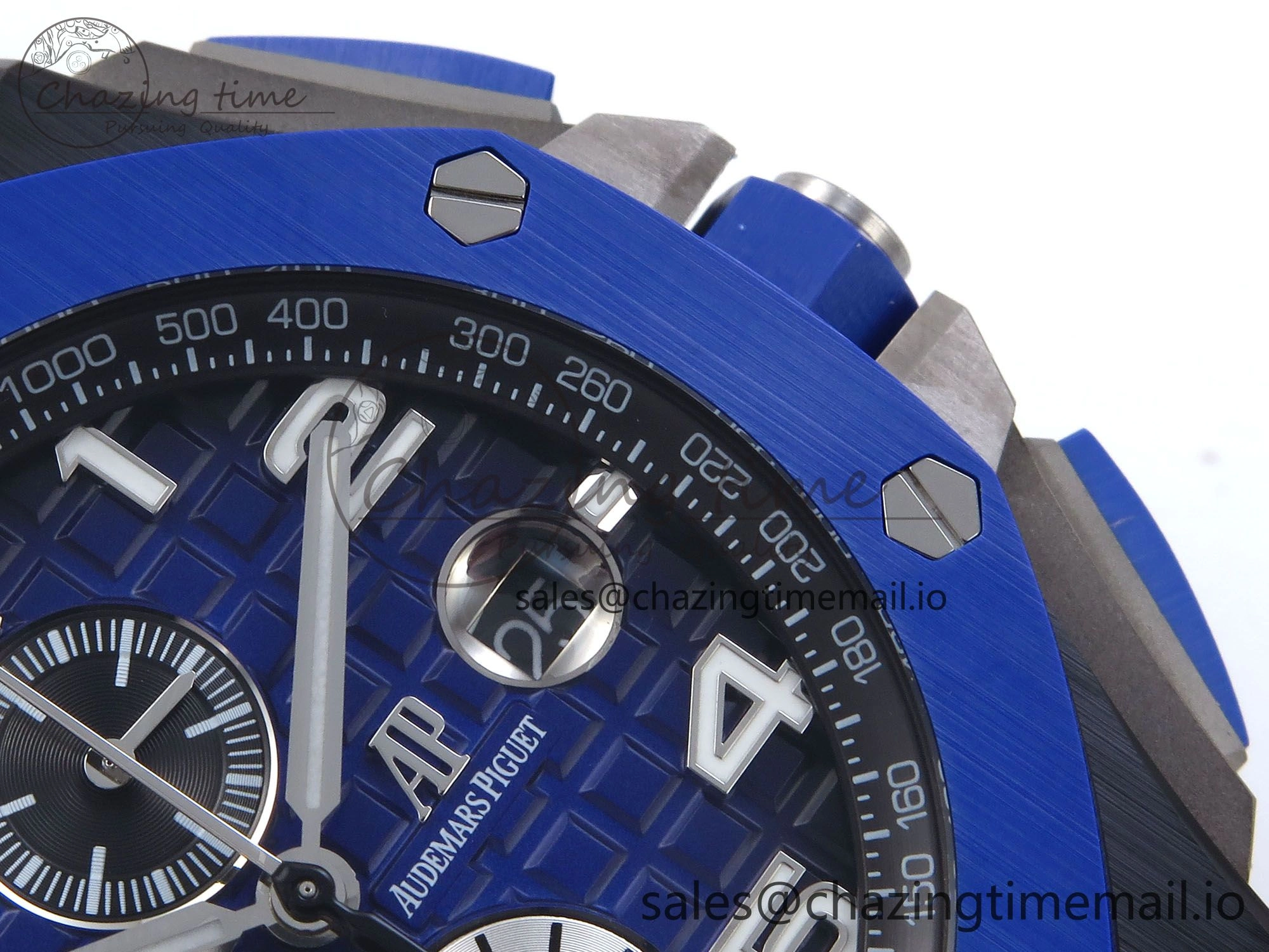 Flexible Royal Oak Offshore 44mm Black Ceramic TKF 1:1 Best Edition Blue Dial on Blue Rubber Strap A 4366