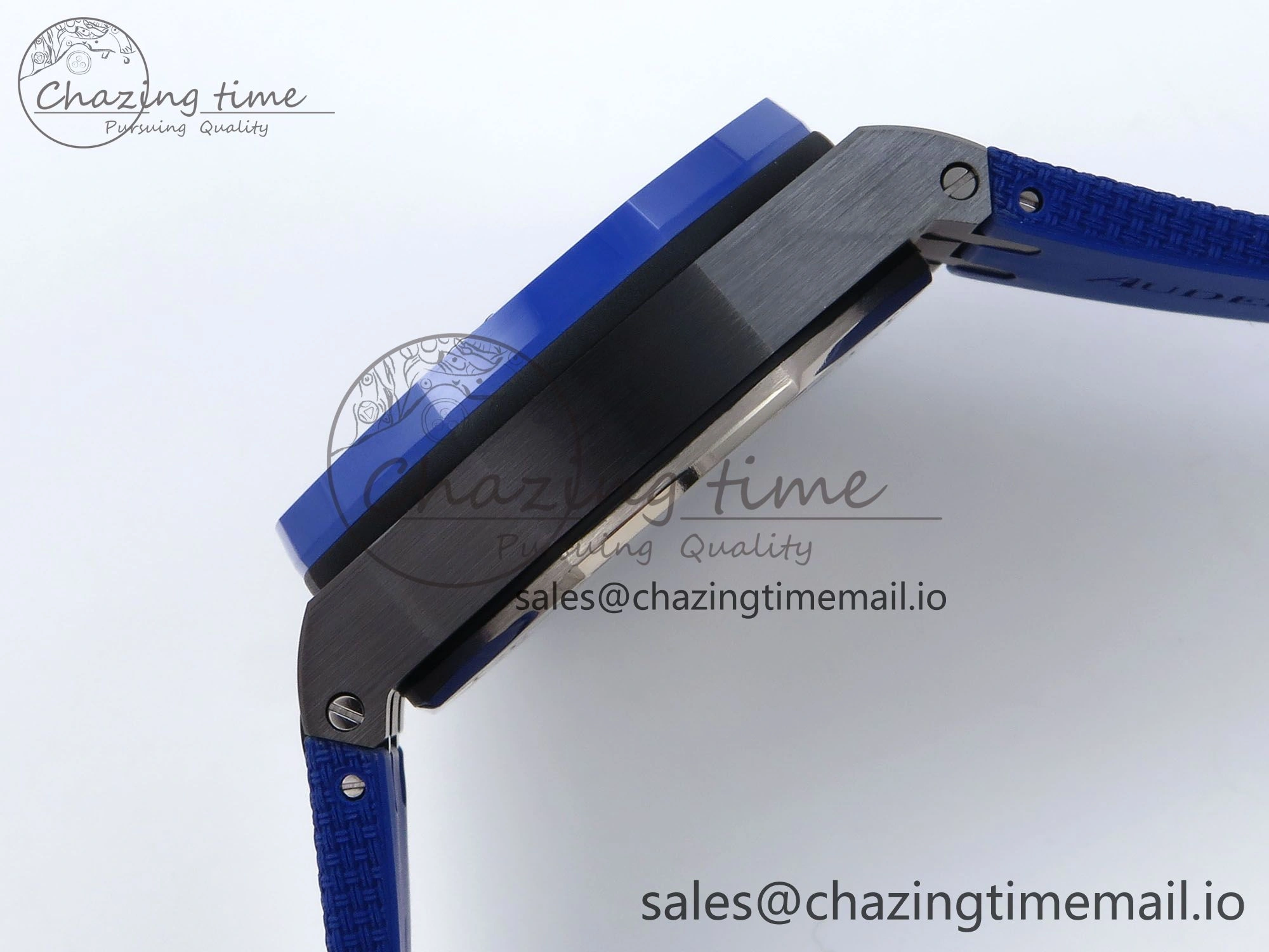 Flexible Royal Oak Offshore 44mm Black Ceramic TKF 1:1 Best Edition Blue Dial on Blue Rubber Strap A 4366