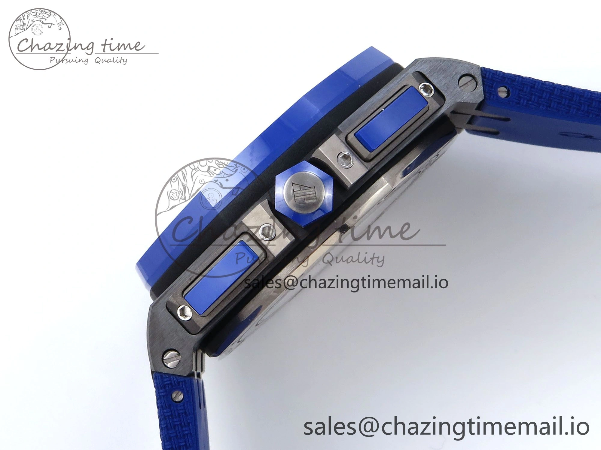 Flexible Royal Oak Offshore 44mm Black Ceramic TKF 1:1 Best Edition Blue Dial on Blue Rubber Strap A 4366