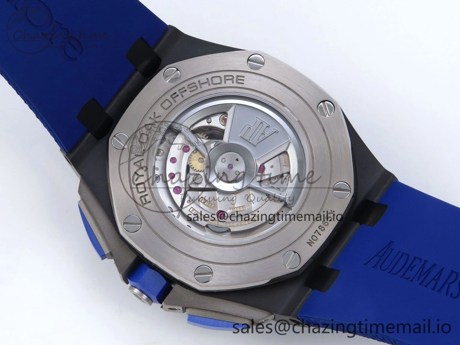 Flexible Royal Oak Offshore 44mm Black Ceramic TKF 1:1 Best Edition Blue Dial on Blue Rubber Strap A 4366