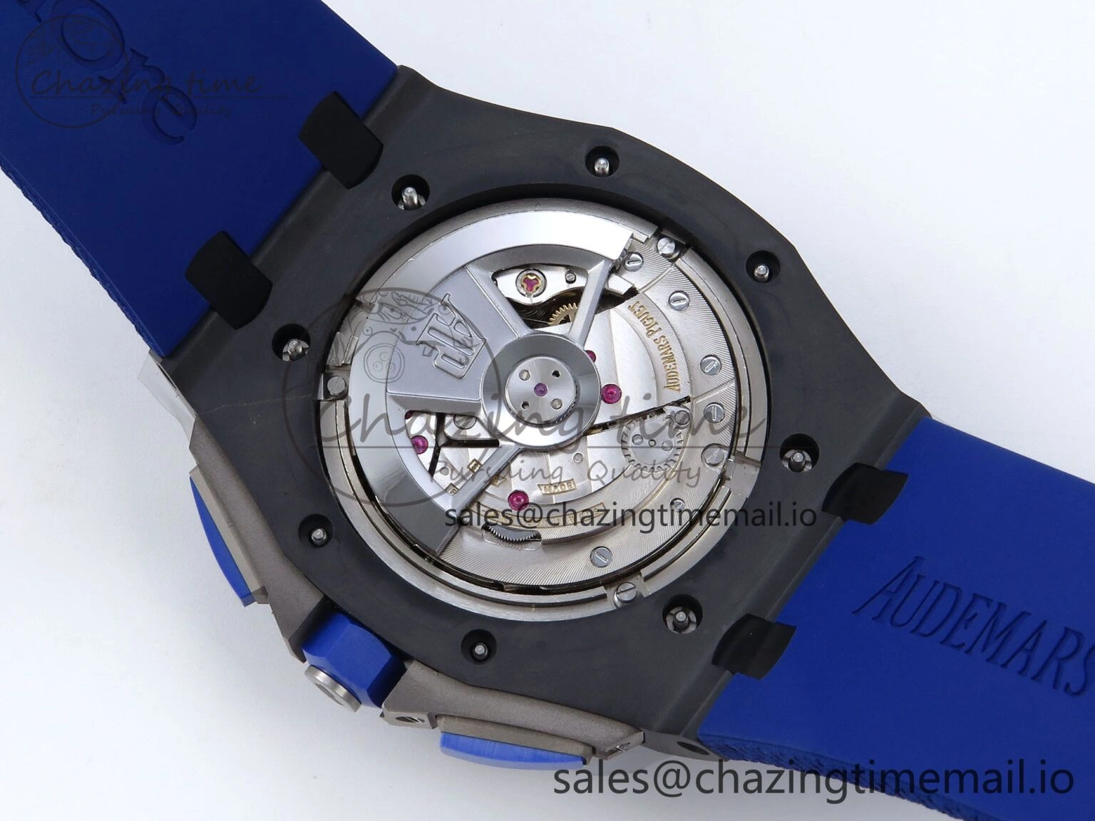 Flexible Royal Oak Offshore 44mm Black Ceramic TKF 1:1 Best Edition Blue Dial on Blue Rubber Strap A 4366