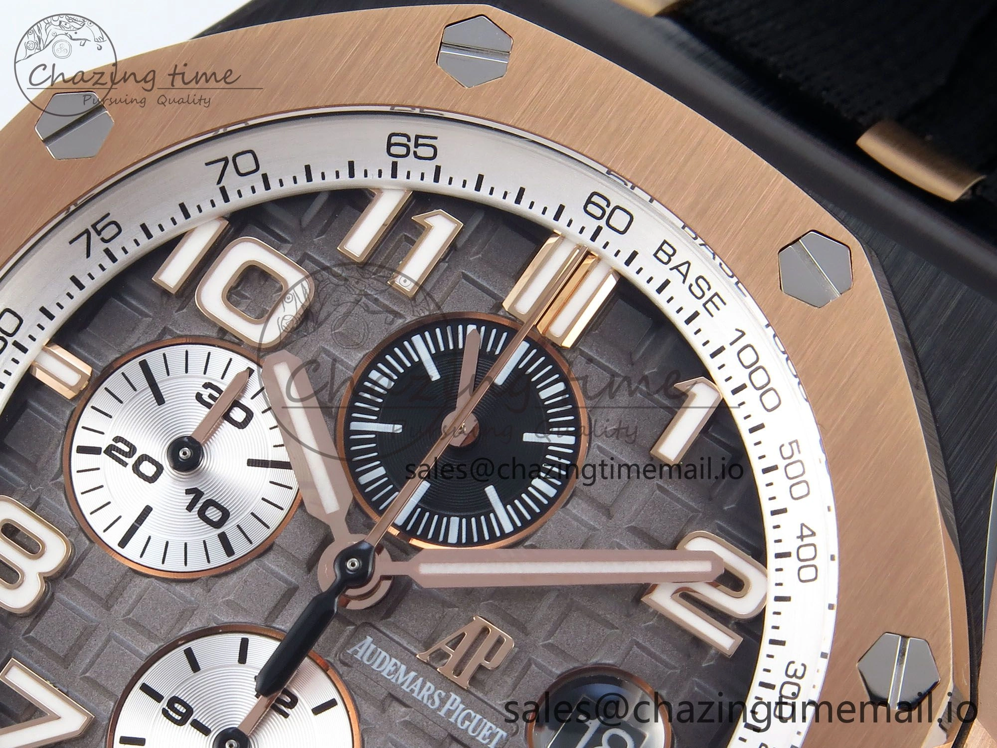 WeatherProof Royal Oak Offshore 44mm Black Ceramic TKF 1:1 Best Edition Gray Dial RG Bezel on Black Rubber Strap A 4374