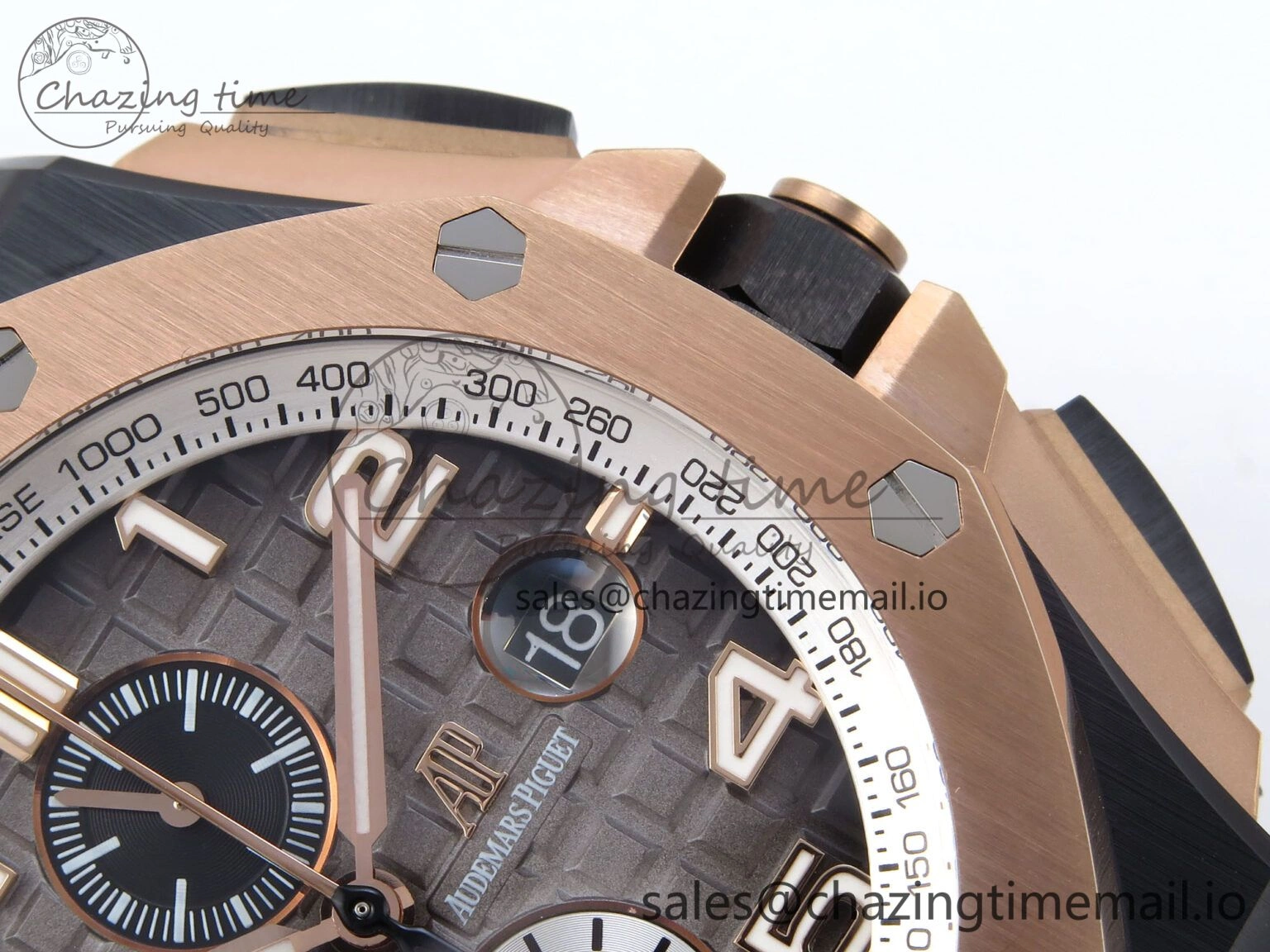 WeatherProof Royal Oak Offshore 44mm Black Ceramic TKF 1:1 Best Edition Gray Dial RG Bezel on Black Rubber Strap A 4374