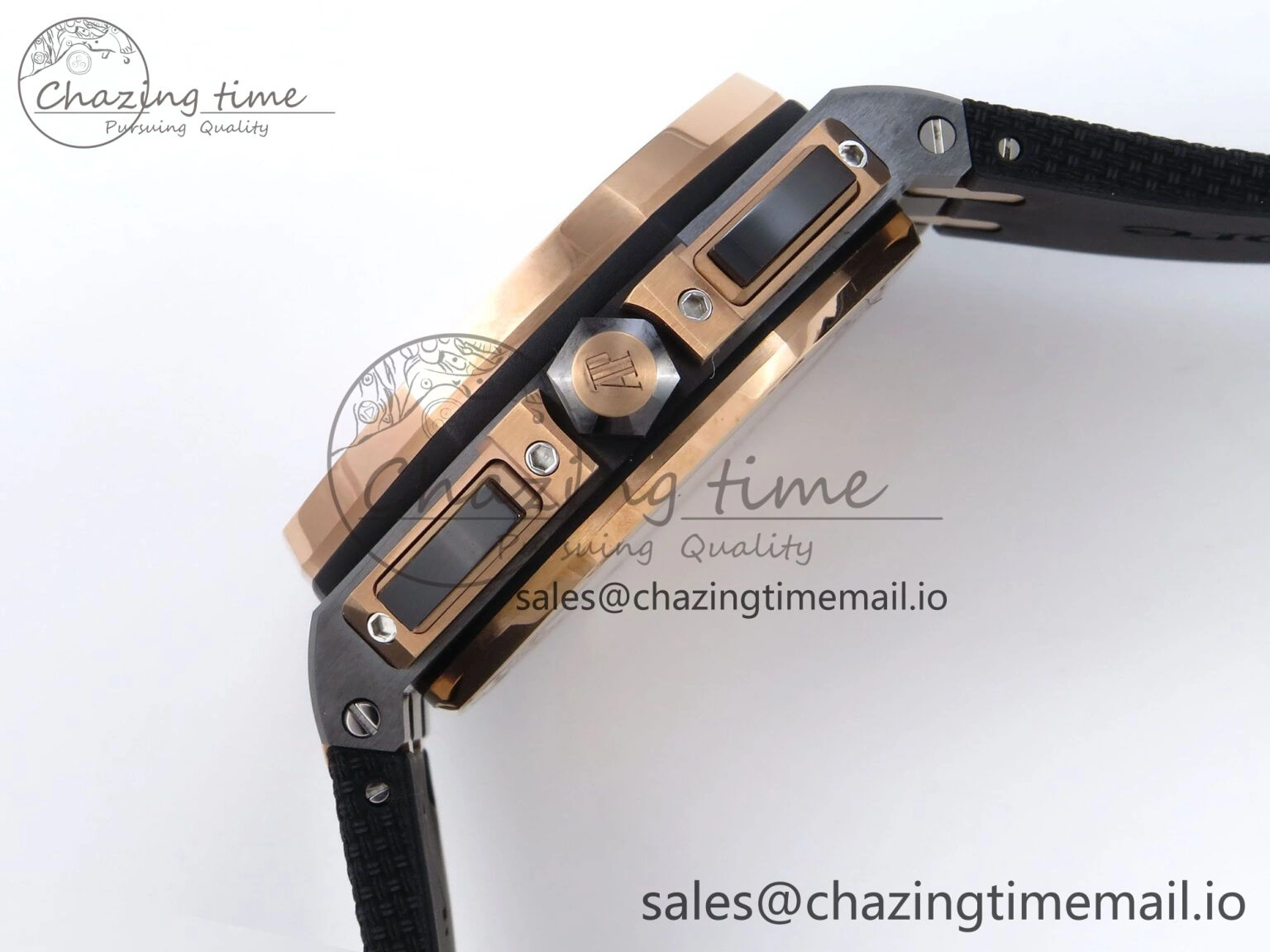 WeatherProof Royal Oak Offshore 44mm Black Ceramic TKF 1:1 Best Edition Gray Dial RG Bezel on Black Rubber Strap A 4374
