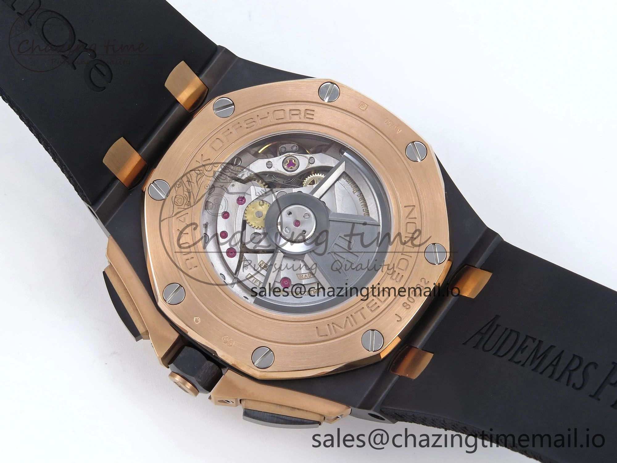 WeatherProof Royal Oak Offshore 44mm Black Ceramic TKF 1:1 Best Edition Gray Dial RG Bezel on Black Rubber Strap A 4374