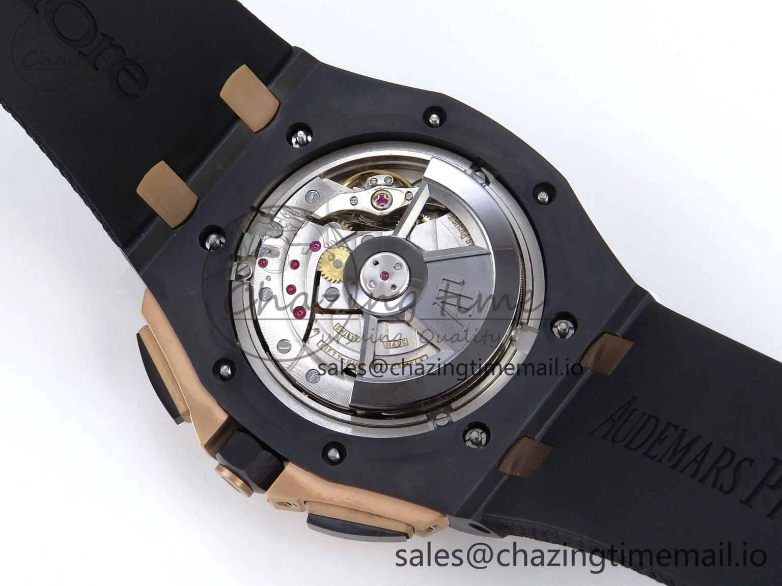 WeatherProof Royal Oak Offshore 44mm Black Ceramic TKF 1:1 Best Edition Gray Dial RG Bezel on Black Rubber Strap A 4374