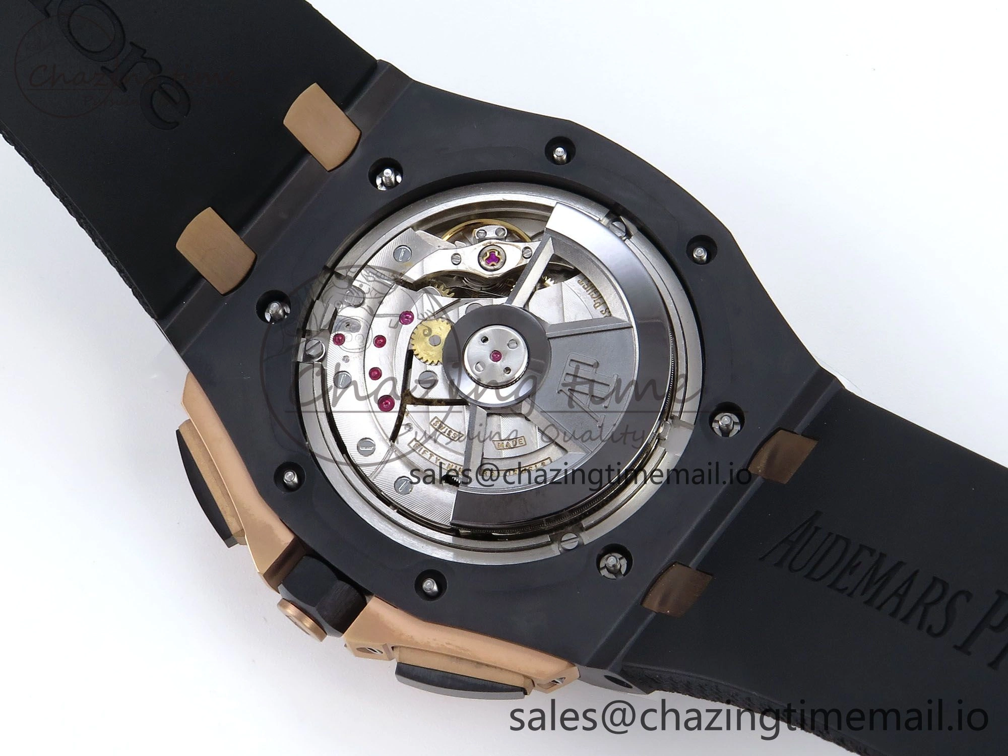 WeatherProof Royal Oak Offshore 44mm Black Ceramic TKF 1:1 Best Edition Gray Dial RG Bezel on Black Rubber Strap A 4374