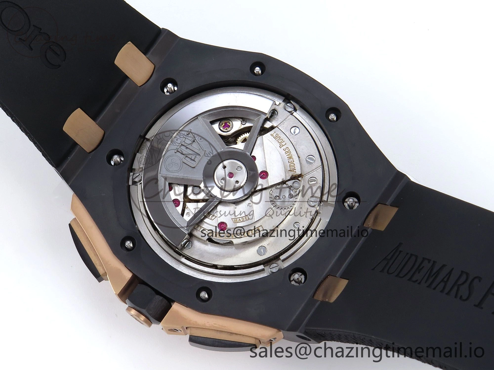 WeatherProof Royal Oak Offshore 44mm Black Ceramic TKF 1:1 Best Edition Gray Dial RG Bezel on Black Rubber Strap A 4374