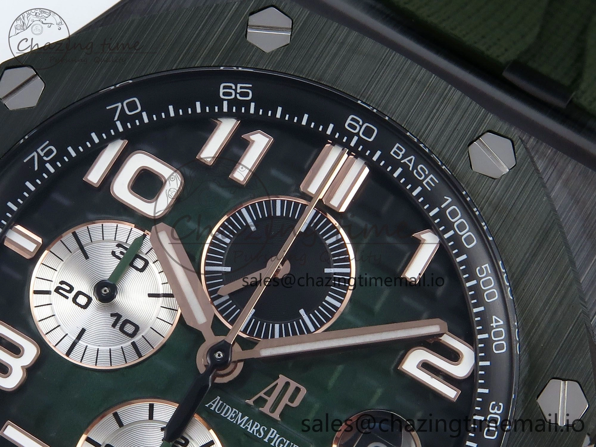 OdorResistant Royal Oak Offshore 44mm Black Ceramic TKF 1:1 Best Edition Green Dial on Green Rubber Strap A 4314