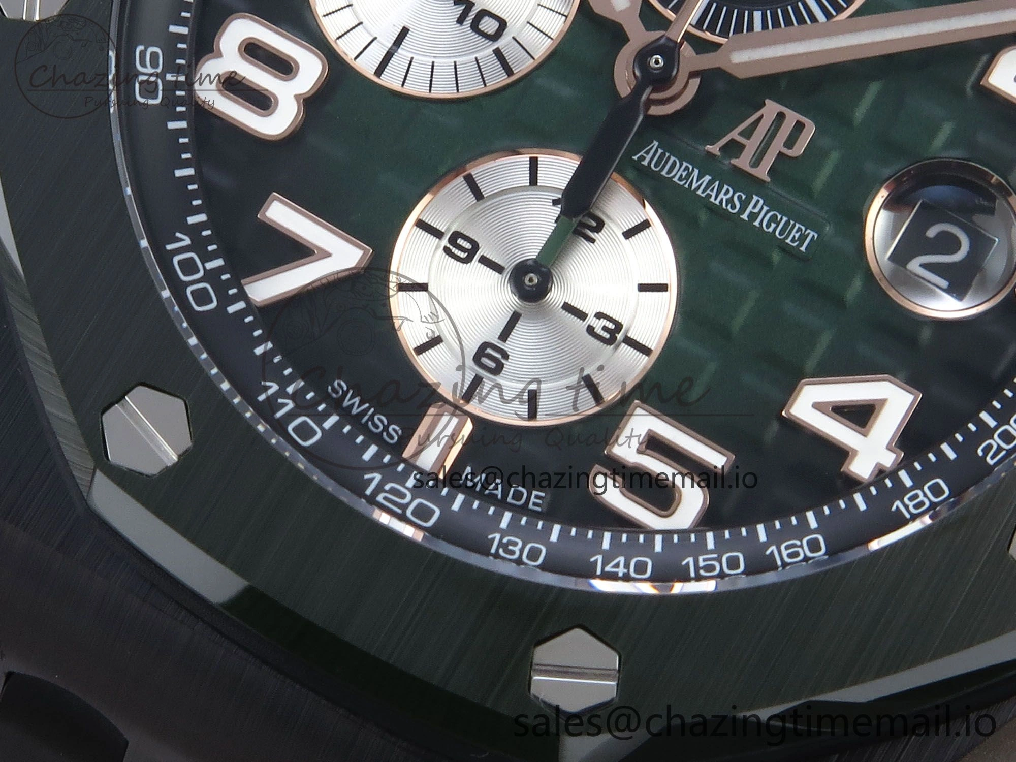 OdorResistant Royal Oak Offshore 44mm Black Ceramic TKF 1:1 Best Edition Green Dial on Green Rubber Strap A 4314