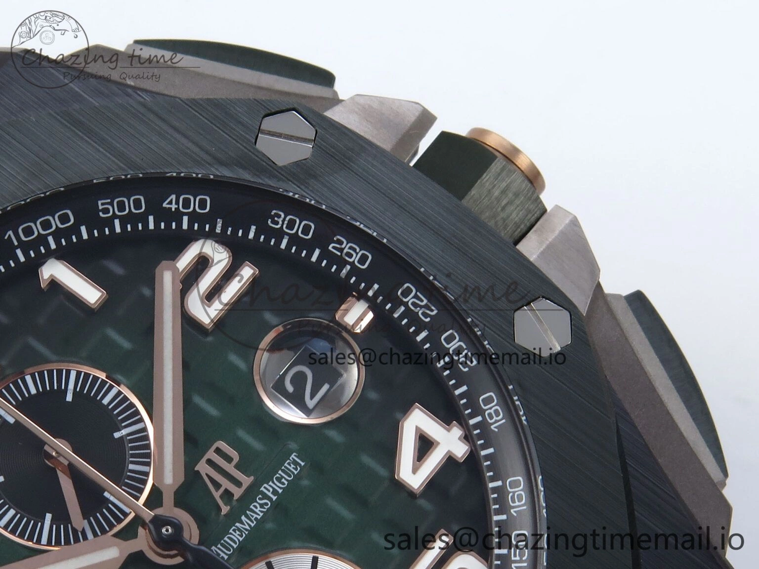 OdorResistant Royal Oak Offshore 44mm Black Ceramic TKF 1:1 Best Edition Green Dial on Green Rubber Strap A 4314