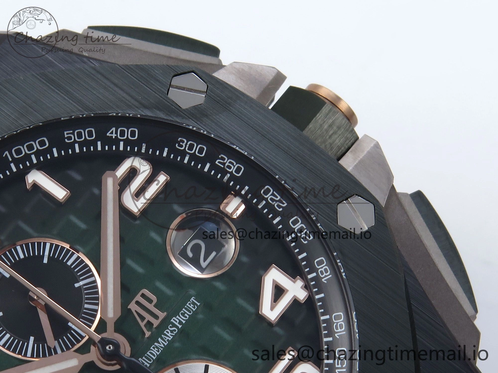 OdorResistant Royal Oak Offshore 44mm Black Ceramic TKF 1:1 Best Edition Green Dial on Green Rubber Strap A 4314
