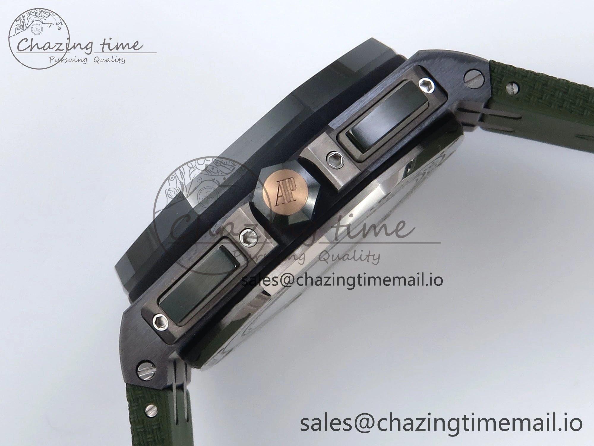 OdorResistant Royal Oak Offshore 44mm Black Ceramic TKF 1:1 Best Edition Green Dial on Green Rubber Strap A 4314